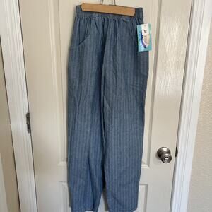 Cascade Blues Herringbone Blue White high-waisted pull-on denim mom jeans M 90’s